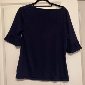 Peplum three quarter length sleeve. Navy blue.